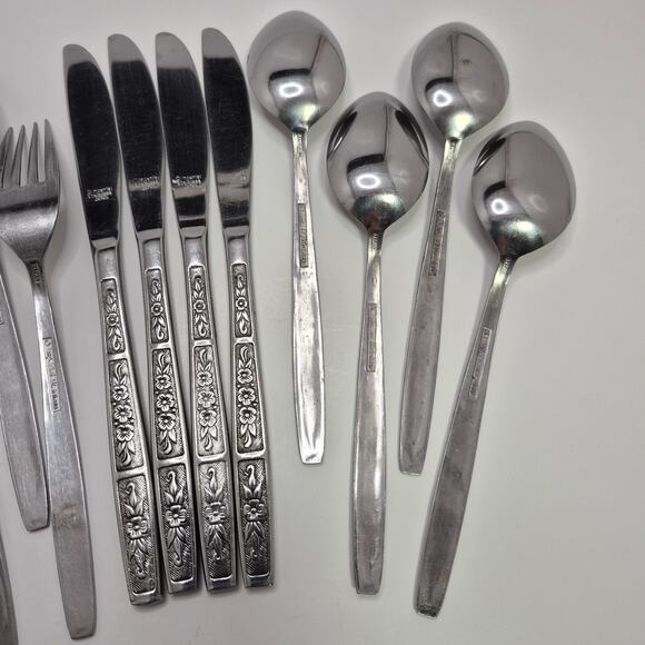 Imperial Stainless Japan 4-piece Flatware Set for 4 - IMI57 Vintage Floral - Picture 10 of 16